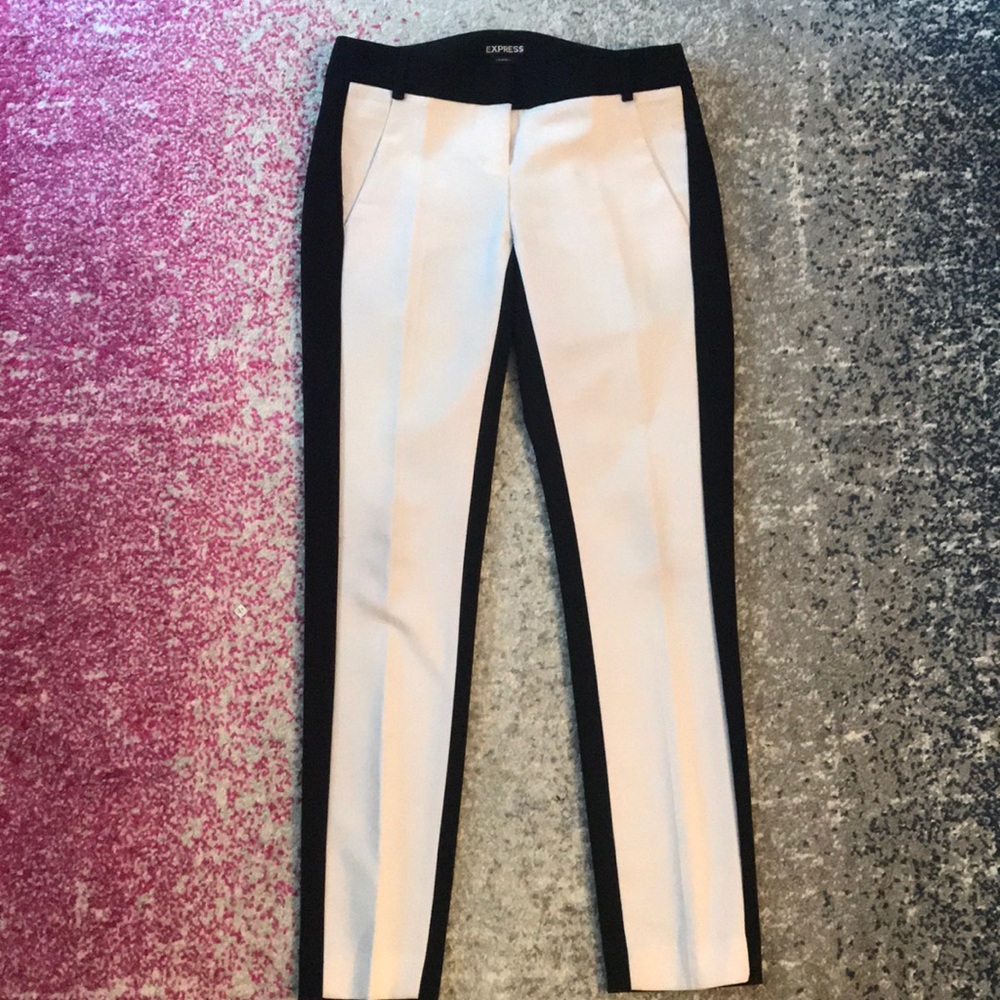 Express columnist pants black white color block